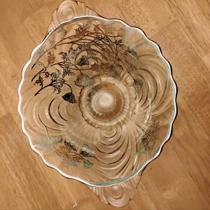 VINTAGE Elegant CRYSTAL Bowl with Floral Design AND SILVER OVERLAY BY JANETTE GL